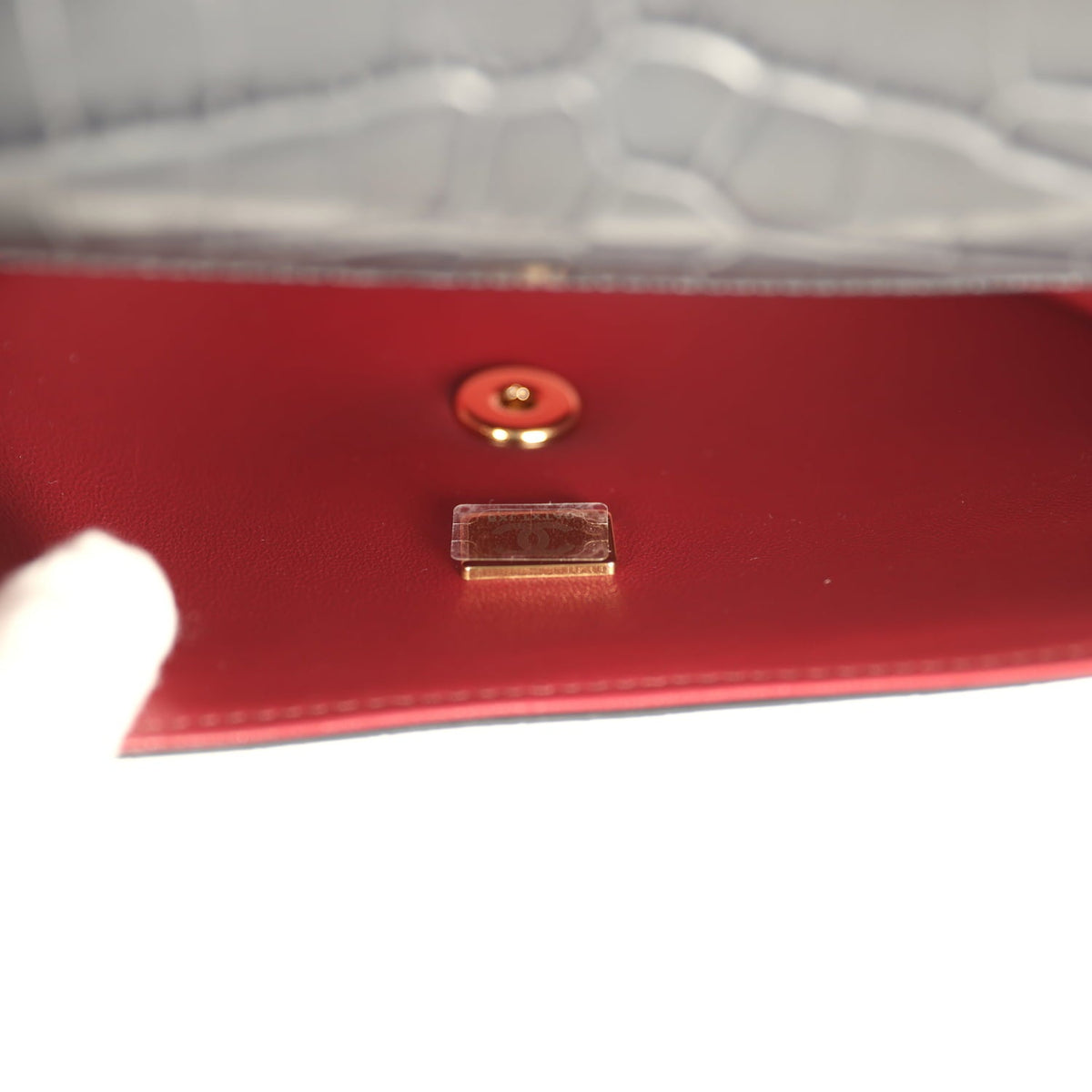 Chanel Mini Top Handle "Turn Around" Flap Dark Grey Croc Embossed Calfskin Gold Hardware