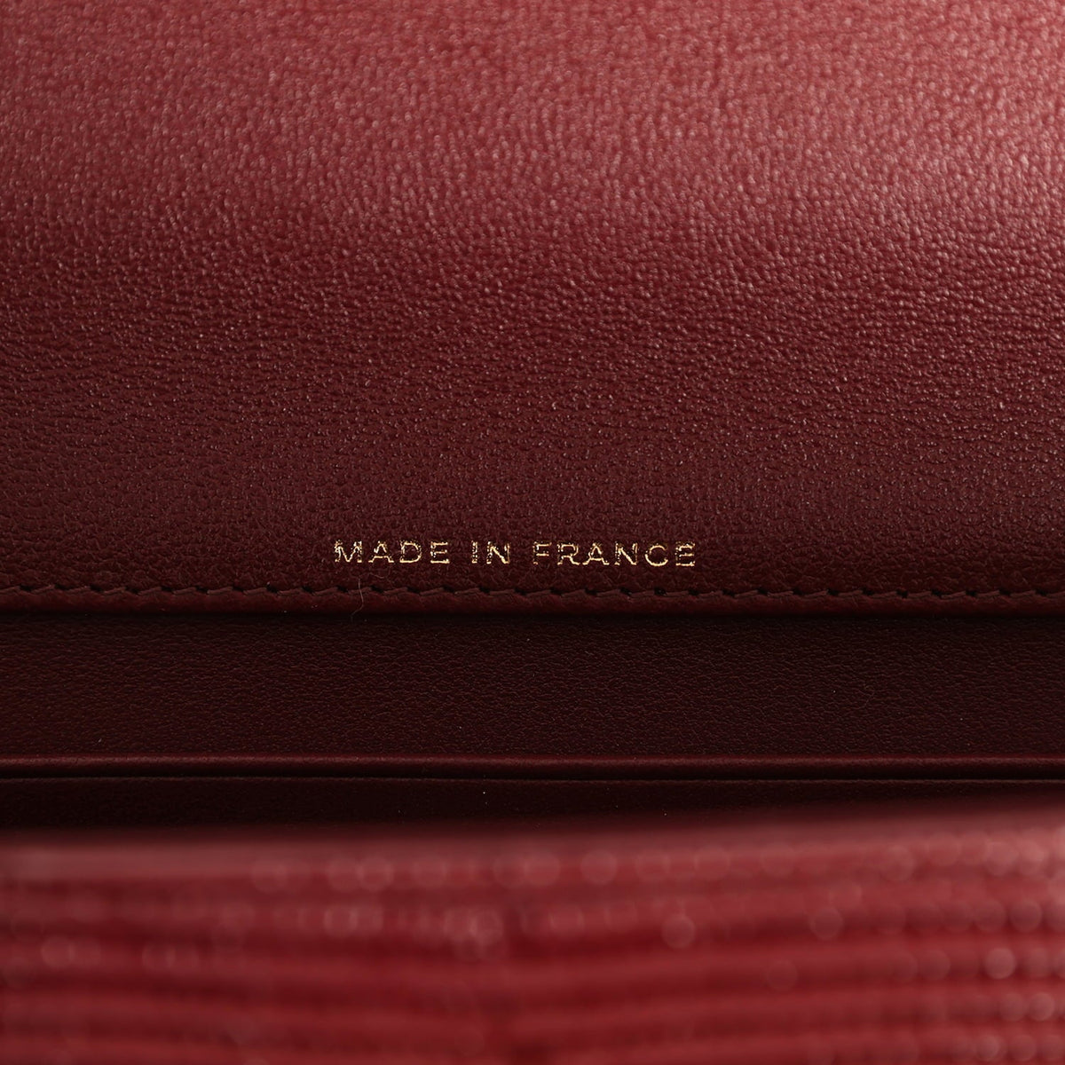 Chanel Long Top Handle Clutch with Chain Dark Burgundy Lizard Embossed Calfskin Gold Hardware