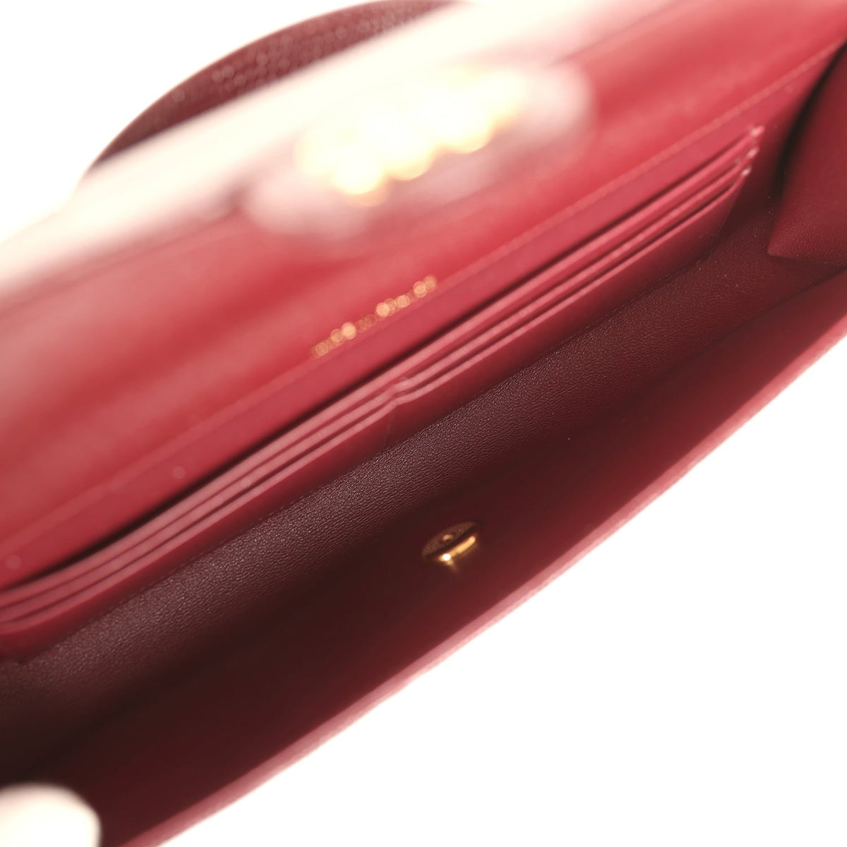 Chanel Long Top Handle Clutch with Chain Dark Burgundy Lizard Embossed Calfskin Gold Hardware