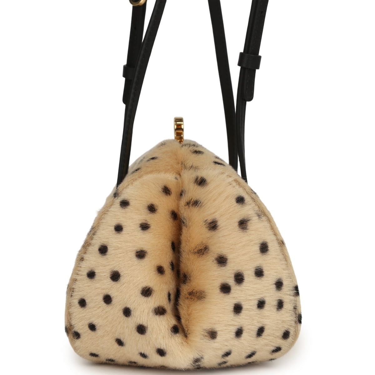 Chanel Cheetah Print Clutch with Leather Straps Light Beige Calf Hair, Black Leather Gold Hardware