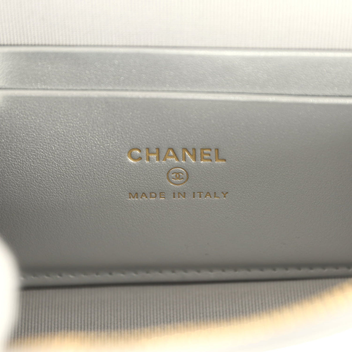Chanel Top Handle Long Vanity Case with Chain Silver Metallic Caviar Gold Hardware