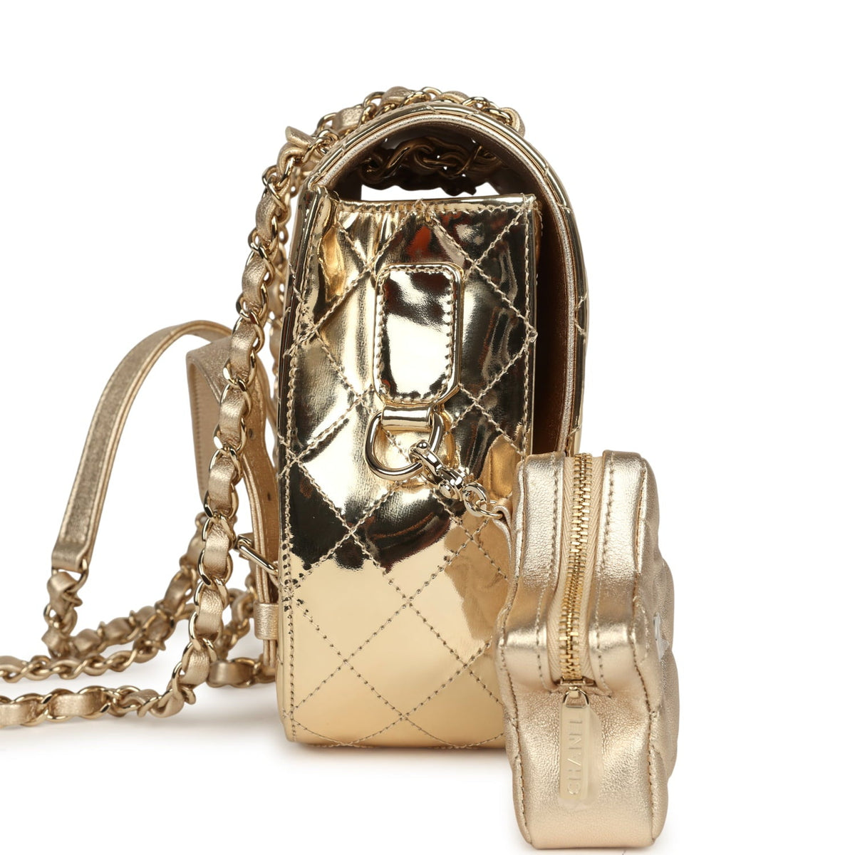 Chanel "Hollywood Boulevard" Backpack with Star Coin Purse Metallic Gold Mirror and Metallic Calfskin Light Gold Hardware