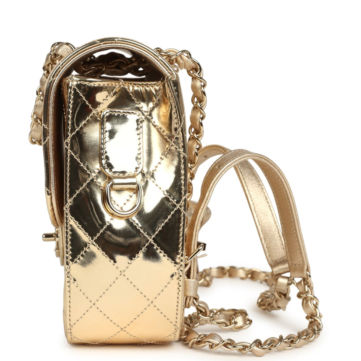 Chanel "Hollywood Boulevard" Backpack with Star Coin Purse Metallic Gold Mirror and Metallic Calfskin Light Gold Hardware