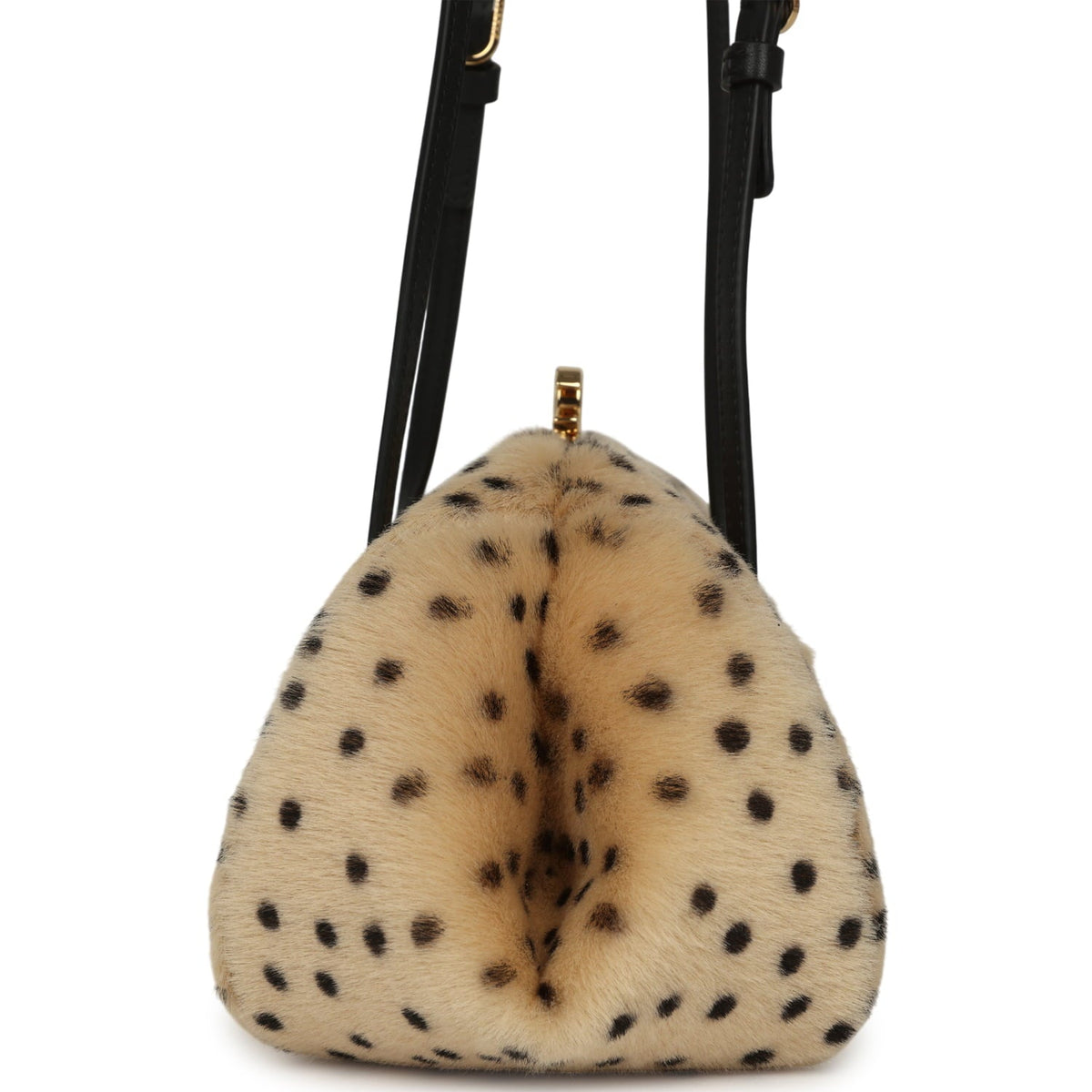 Chanel Cheetah Print Clutch with Leather Straps Light Beige Calf Hair, Black Leather Gold Hardware