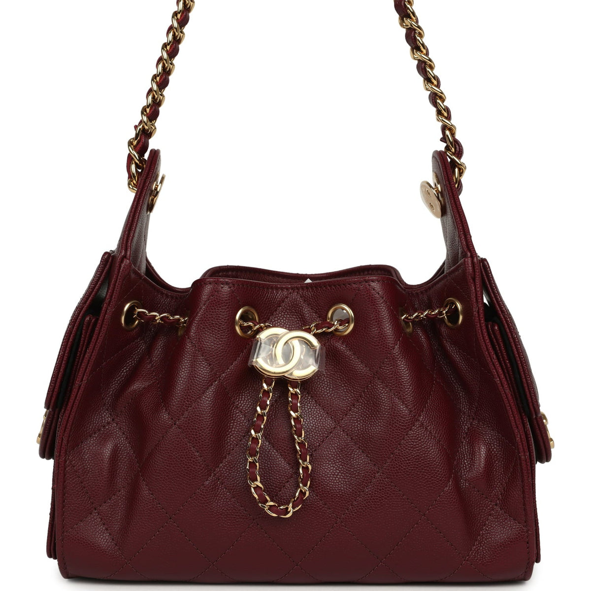Chanel Mini 25 Hobo Bag Dark Burgundy Caviar Gold Hardware