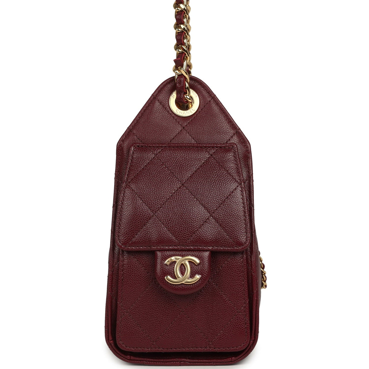 Chanel Mini 25 Hobo Bag Dark Burgundy Caviar Gold Hardware