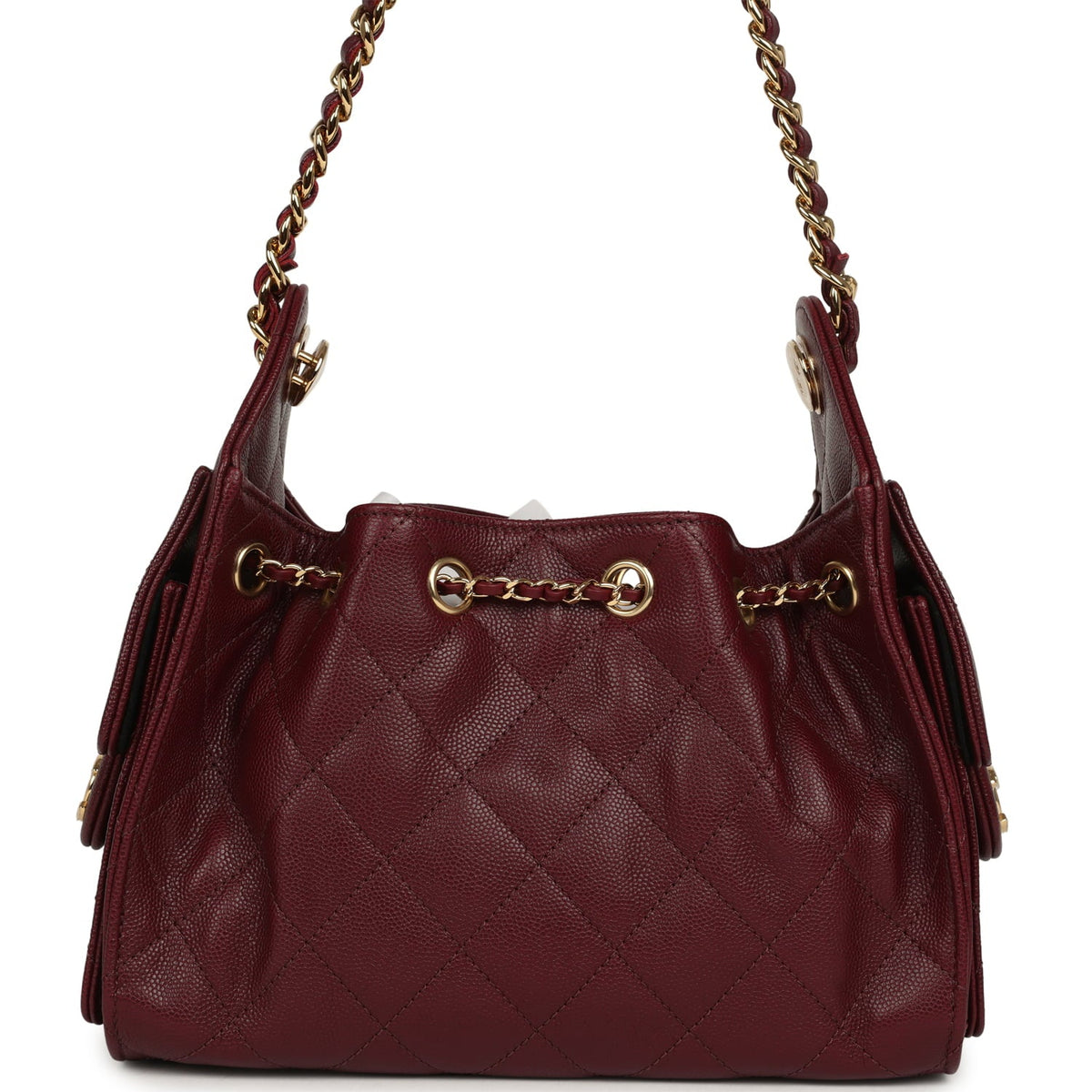 Chanel Mini 25 Hobo Bag Dark Burgundy Caviar Gold Hardware
