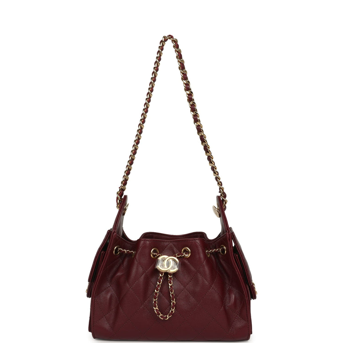 Chanel Mini 25 Hobo Bag Dark Burgundy Caviar Gold Hardware