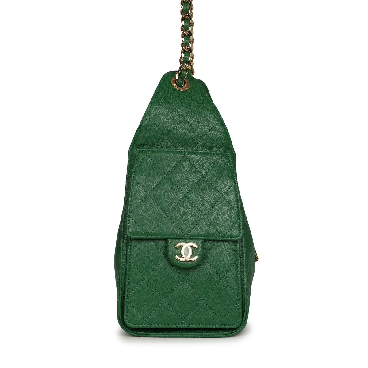 Chanel Small 25 Hobo Bag Green Caviar Gold Hardware