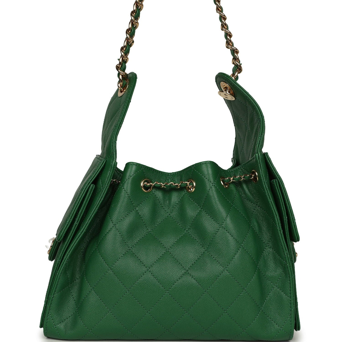 Chanel Small 25 Hobo Bag Green Caviar Gold Hardware