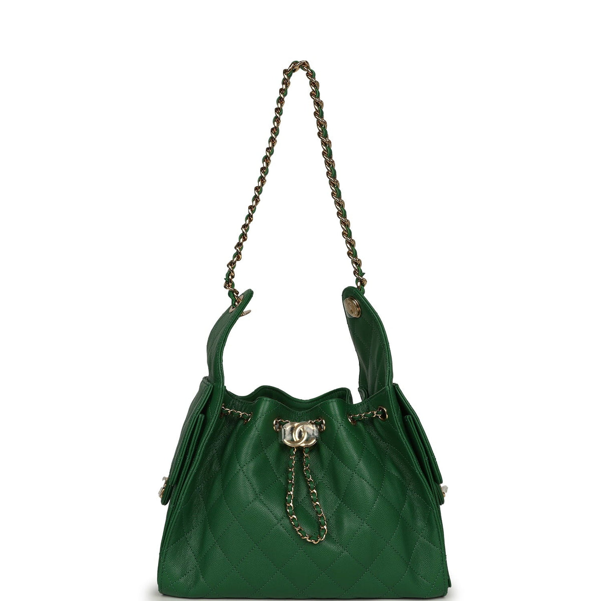 Chanel Small 25 Hobo Bag Green Caviar Gold Hardware