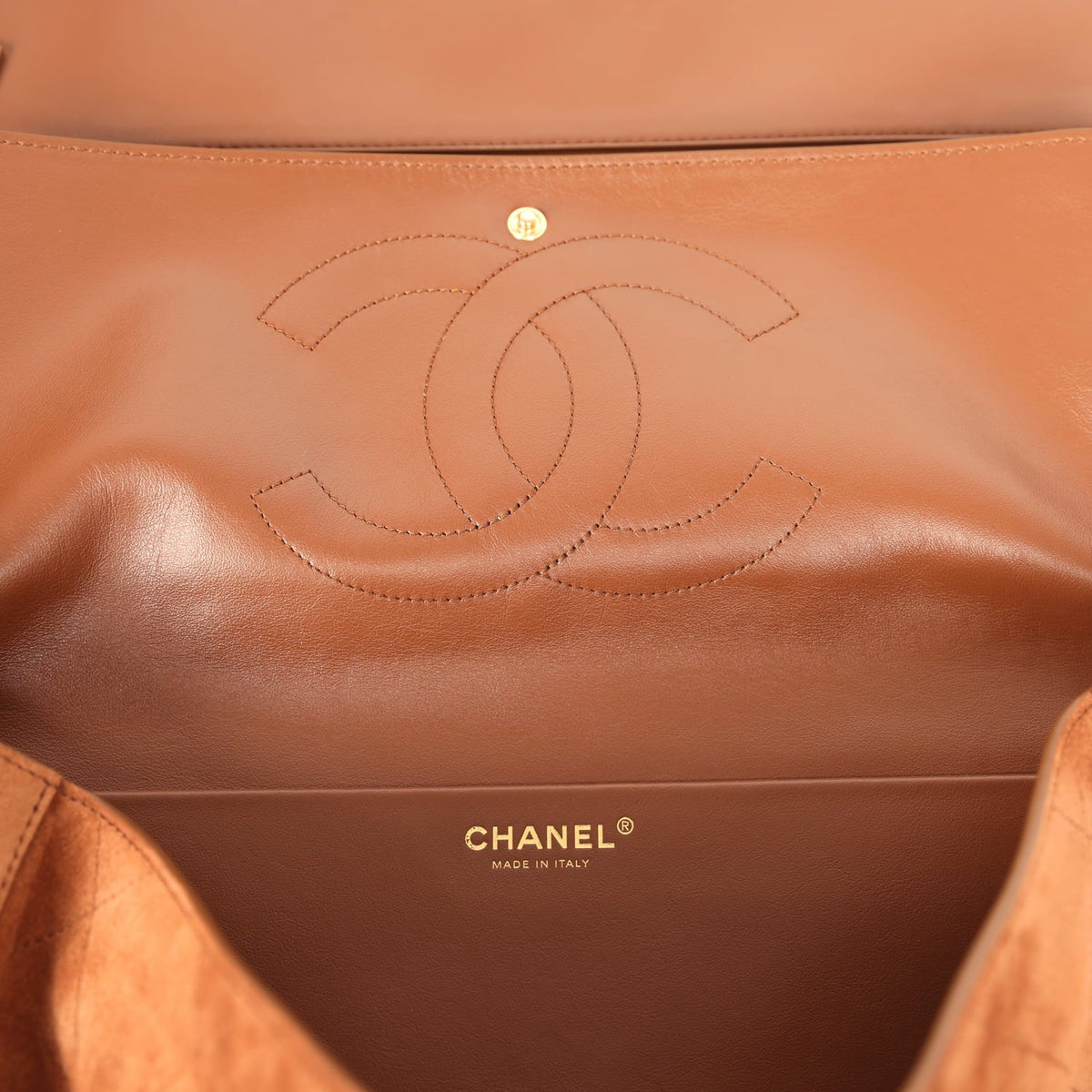 Chanel Maxi "Souplissimo" Large Flap Bag Camel Suede Gold Hardware