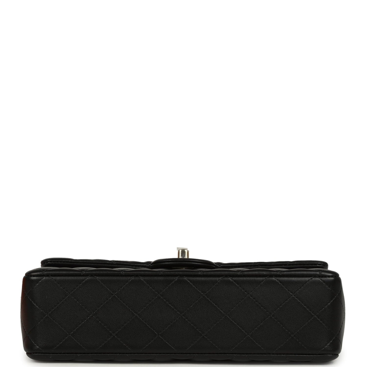 Chanel Classic Top Handle Long Flap Bag Black Lambskin Light Gold Hardware