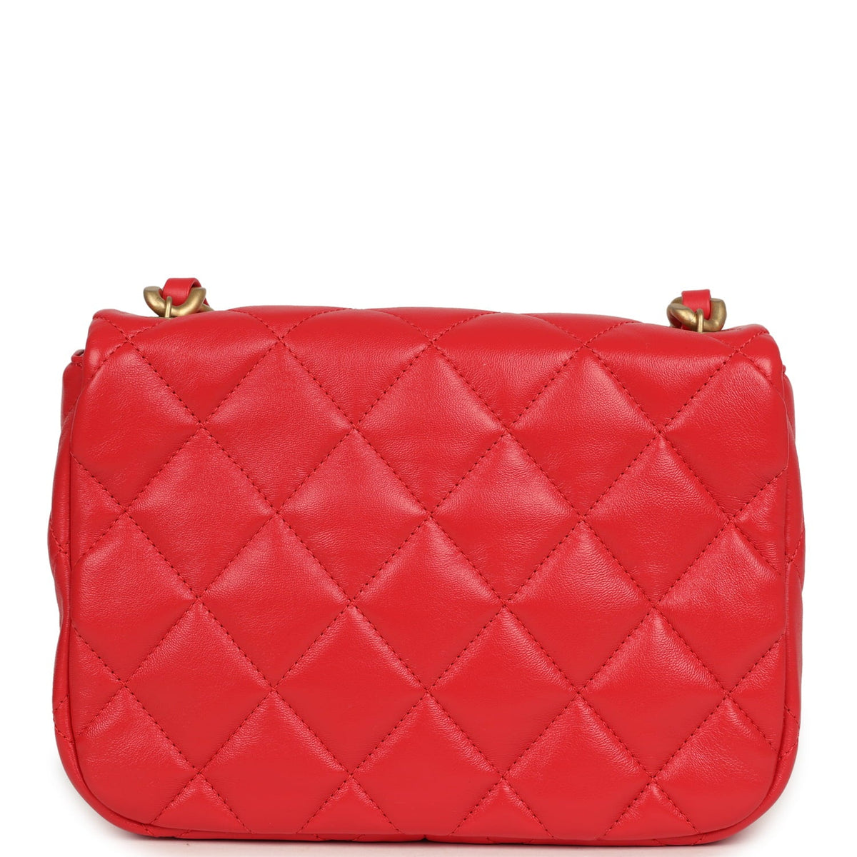 Chanel Small Flap Bag Red Lambskin Red Enamel Antique Gold Hardware