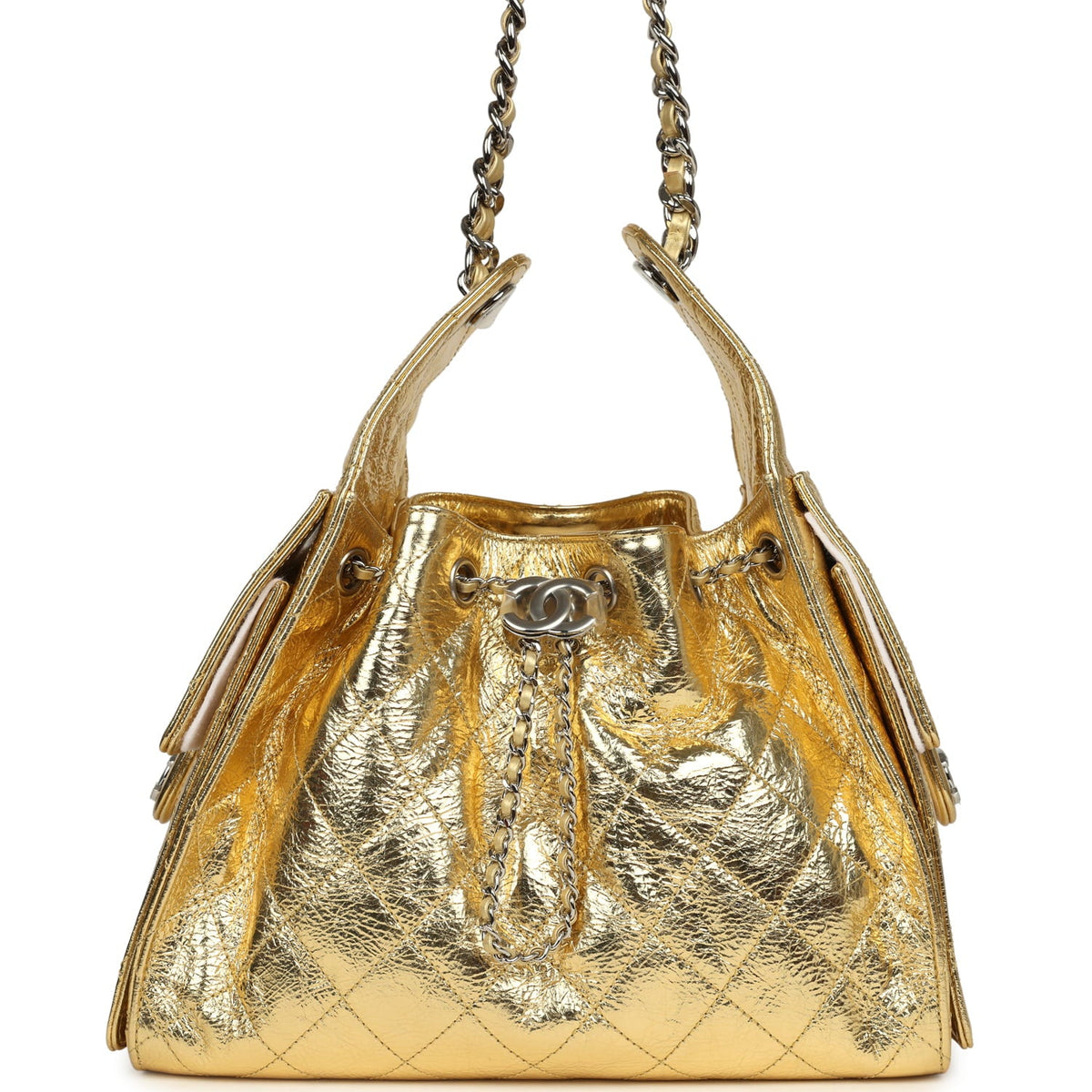 Chanel Small 25 Hobo Bag Gold Metallic Calfskin Silver Hardware