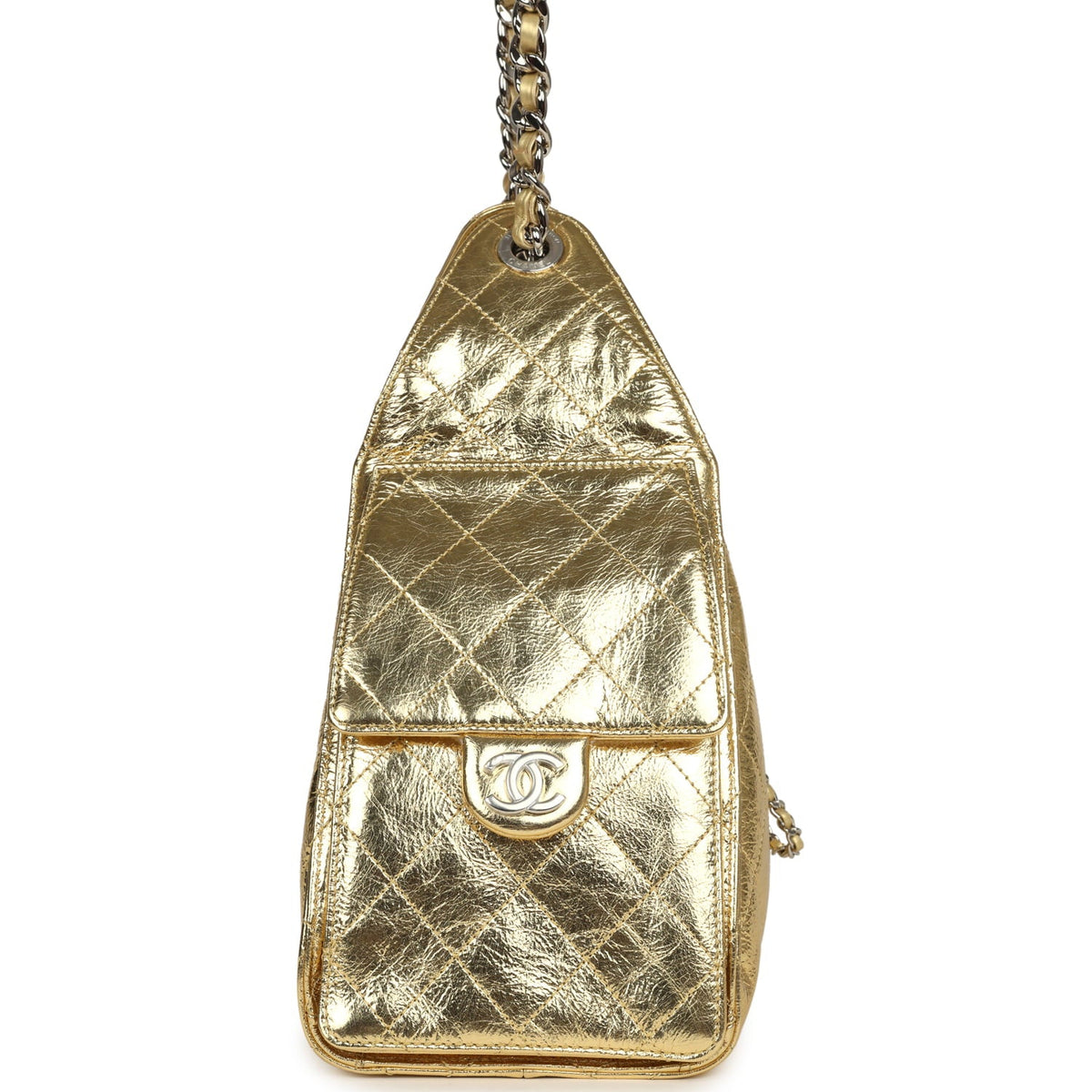 Chanel Small 25 Hobo Bag Gold Metallic Calfskin Silver Hardware