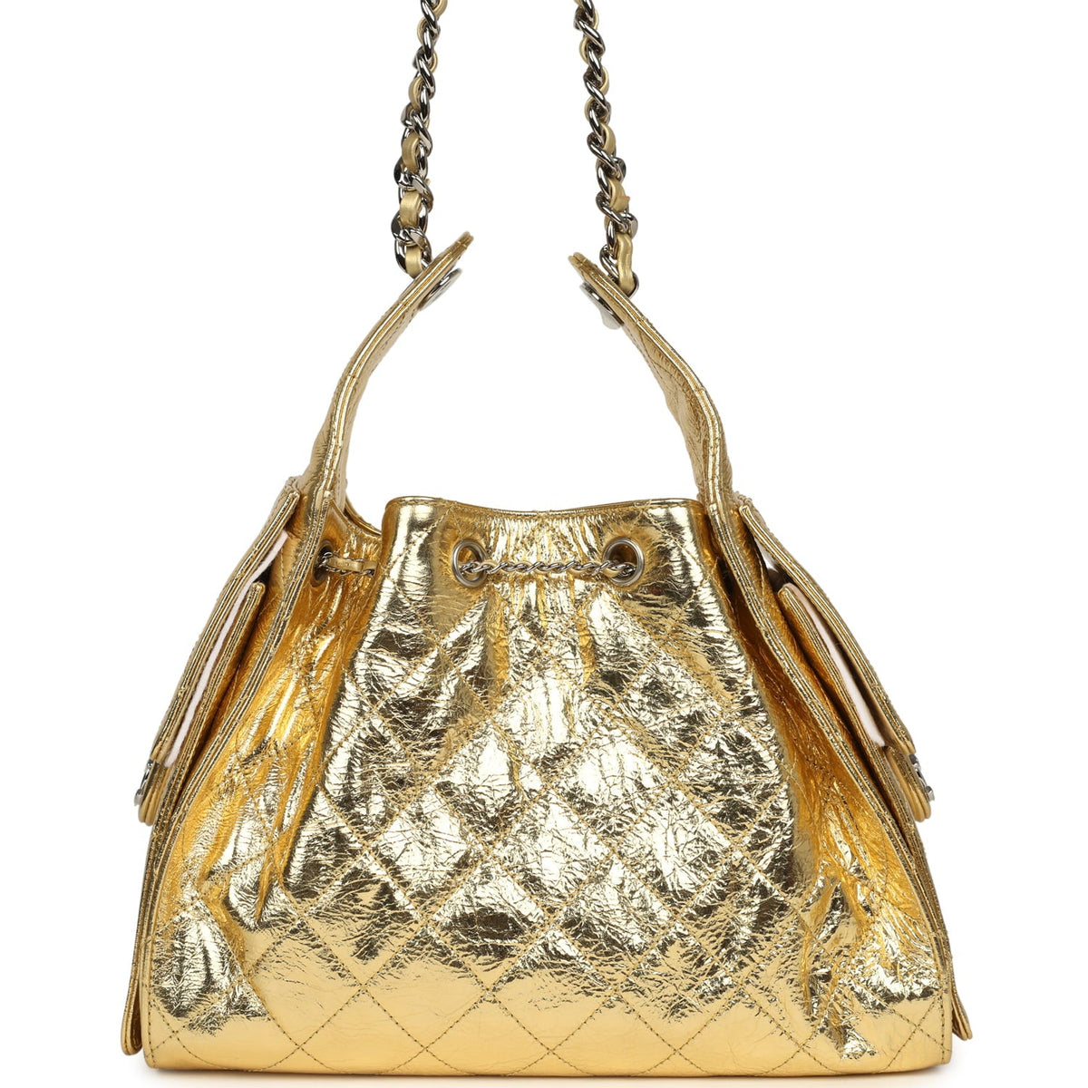 Chanel Small 25 Hobo Bag Gold Metallic Calfskin Silver Hardware
