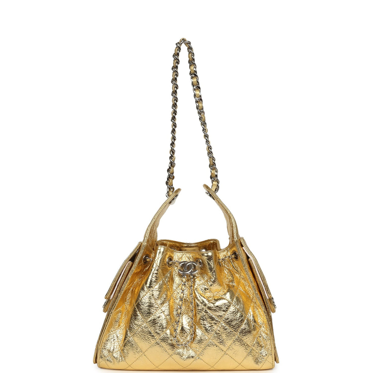 Chanel Small 25 Hobo Bag Gold Metallic Calfskin Silver Hardware