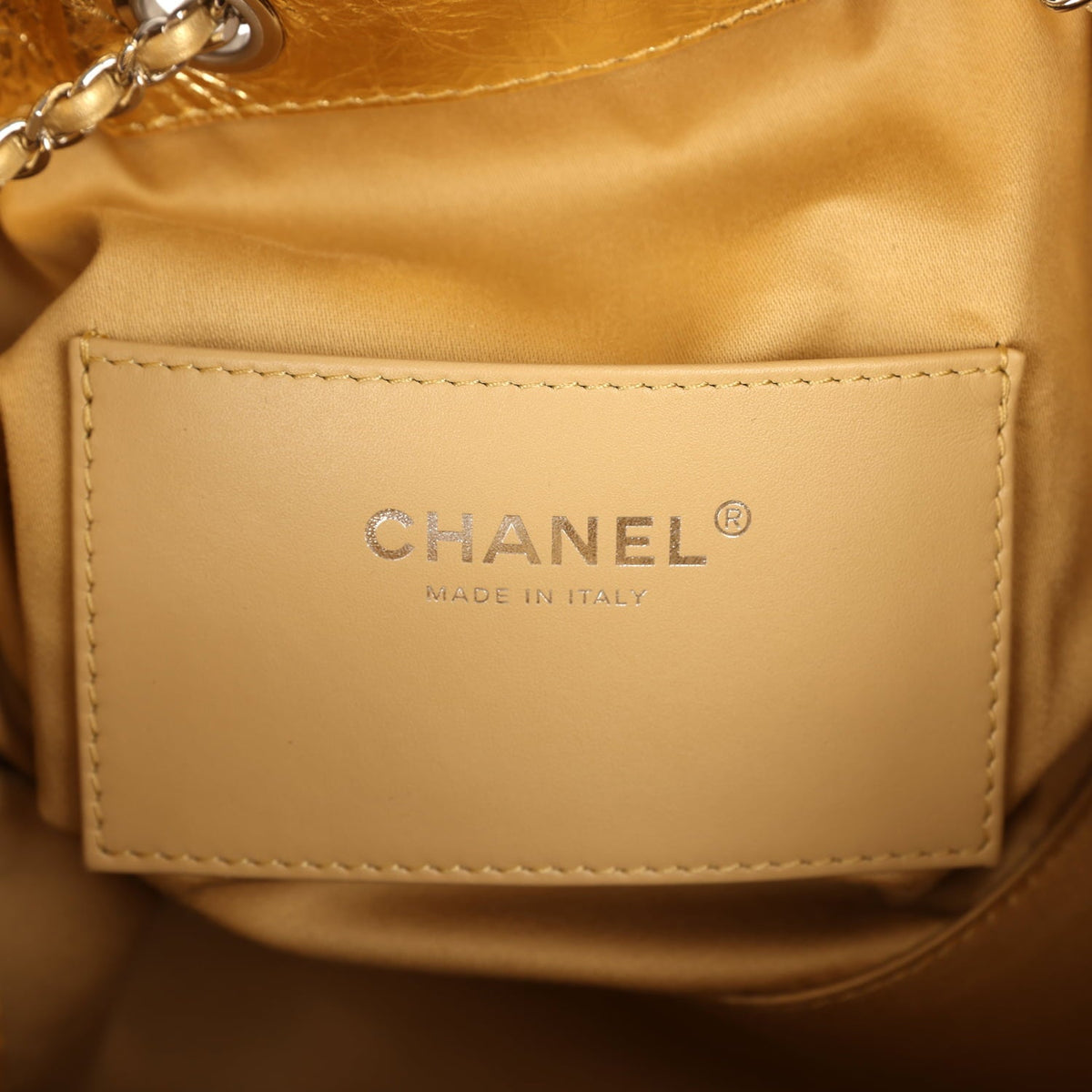 Chanel Small 25 Hobo Bag Gold Metallic Calfskin Silver Hardware