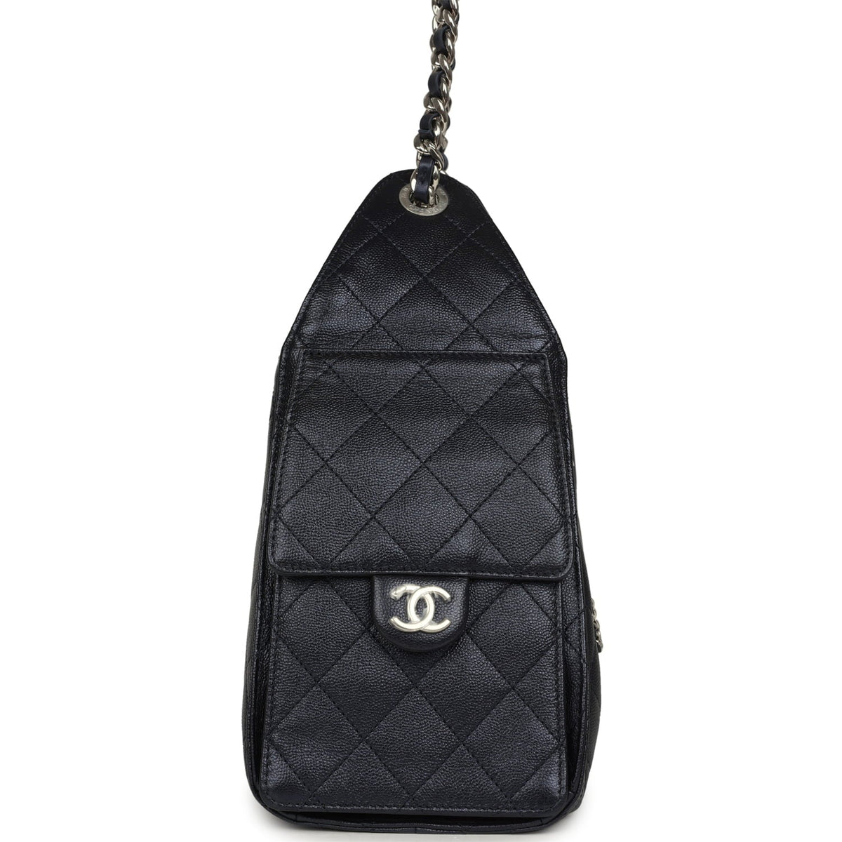 Chanel Small 25 Hobo Bag Dark Blue Metallic Caviar Silver Hardware