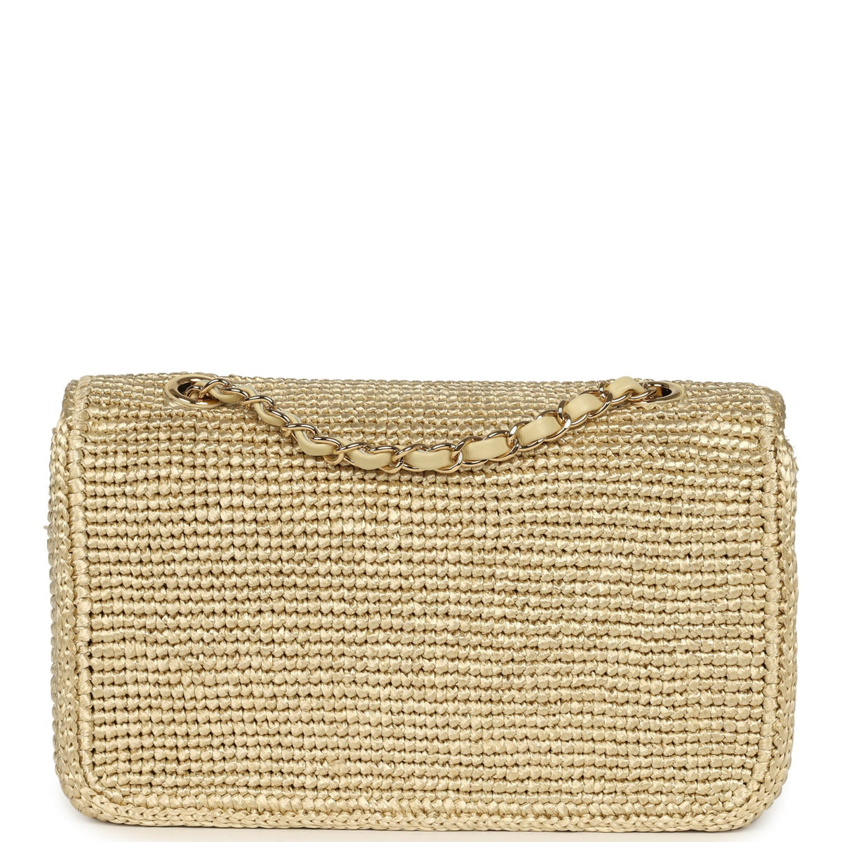 Chanel Small Coco Beach Flap Bag Light Gold Braided Raffia Gold Hardware