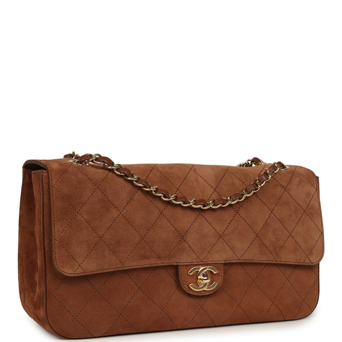 Chanel Maxi "Souplissimo" Small Flap Bag Camel Suede Gold Hardware
