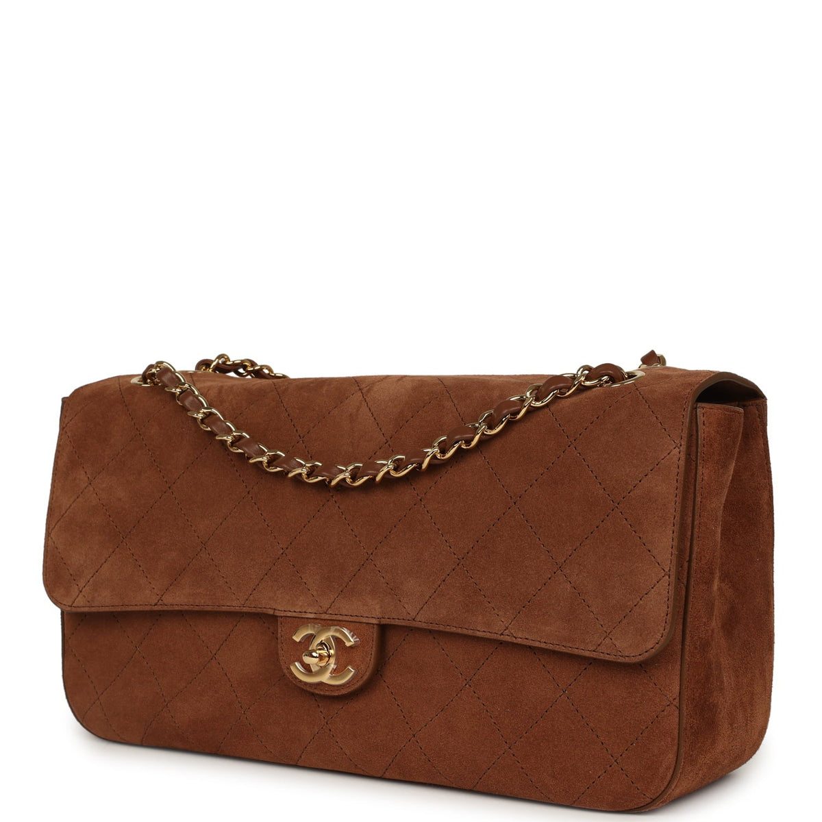 Chanel Maxi "Souplissimo" Small Flap Bag Camel Suede Gold Hardware