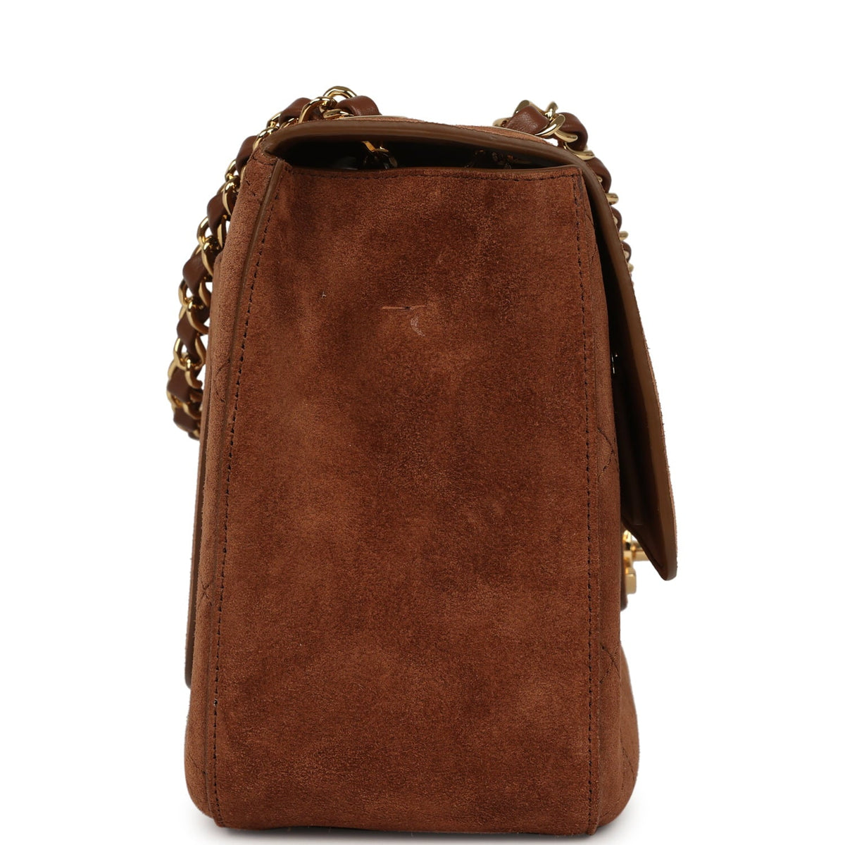 Chanel Maxi "Souplissimo" Small Flap Bag Camel Suede Gold Hardware