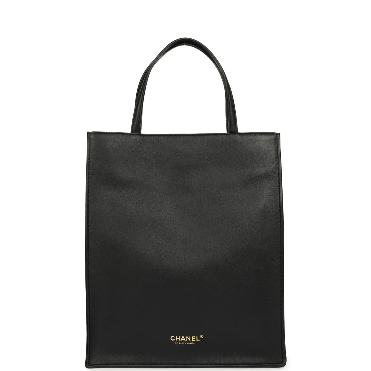 Chanel Small "Grocery Bag" with Chain Black Calfskin Gold Hardware