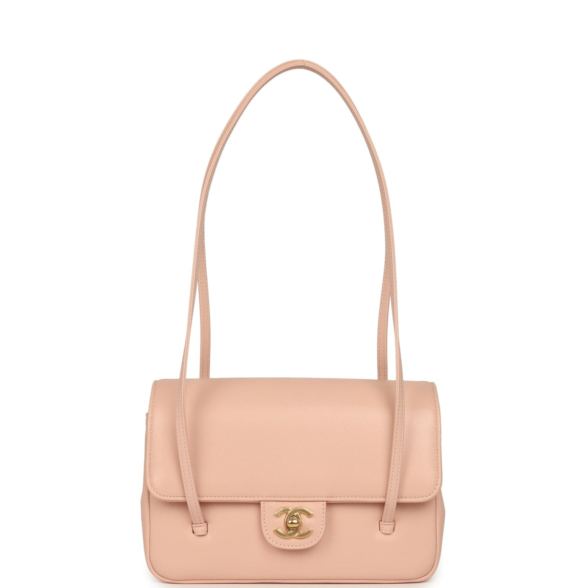Chanel Small Preppy Coco Flap Bag Light Pink Shiny Caviar Brushed Gold Hardware