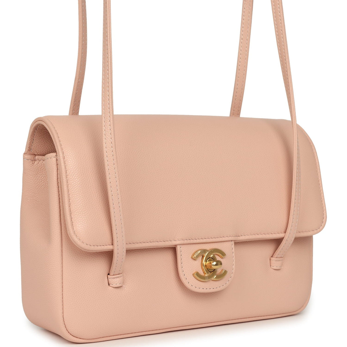 Chanel Small Preppy Coco Flap Bag Light Pink Shiny Caviar Brushed Gold Hardware