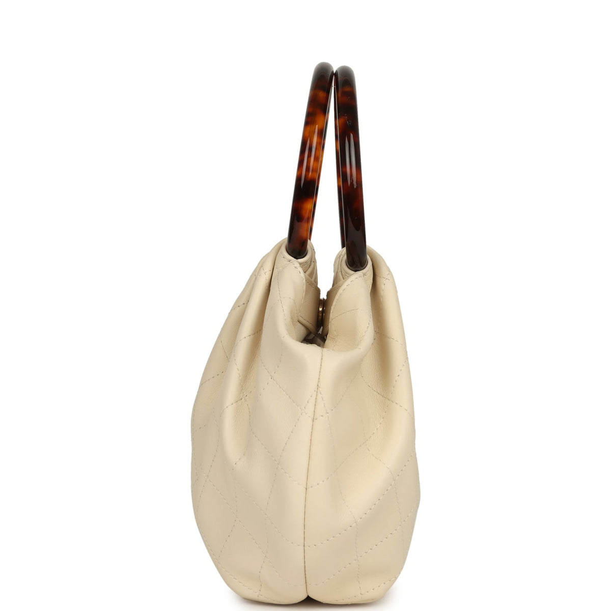 Chanel Small Pouch Light Beige Calfskin Tortoiseshell Hardware
