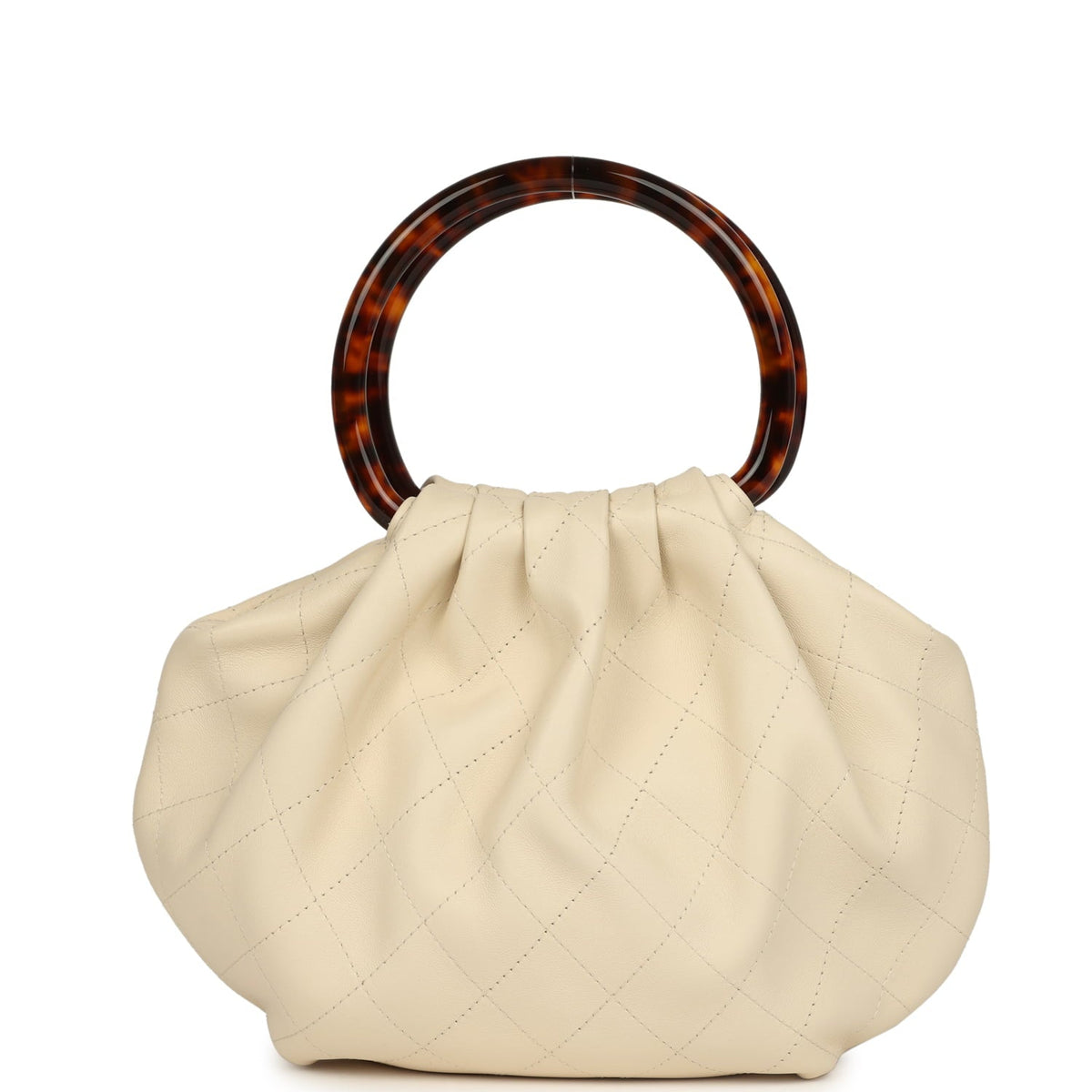 Chanel Small Pouch Light Beige Calfskin Tortoiseshell Hardware