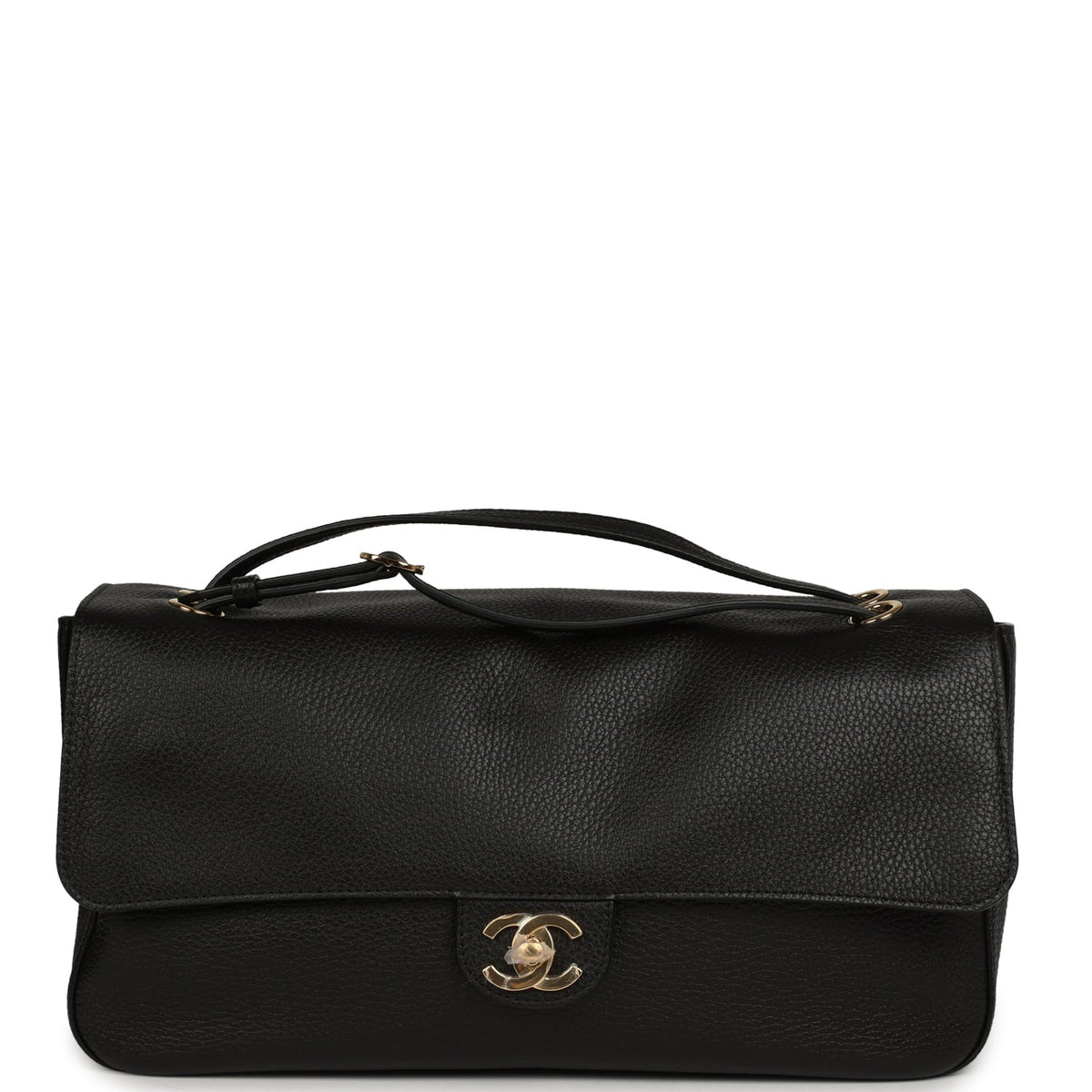 Chanel Maxi "Souplissimo" Small Flap Bag Black Grained Calfskin Gold Hardware