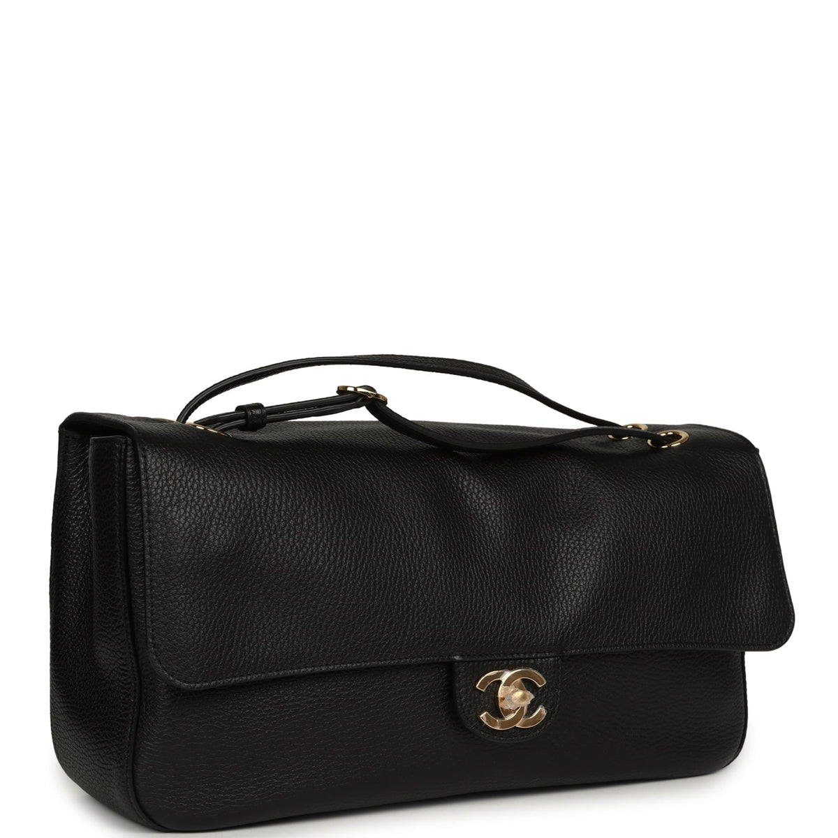 Chanel Maxi "Souplissimo" Small Flap Bag Black Grained Calfskin Gold Hardware
