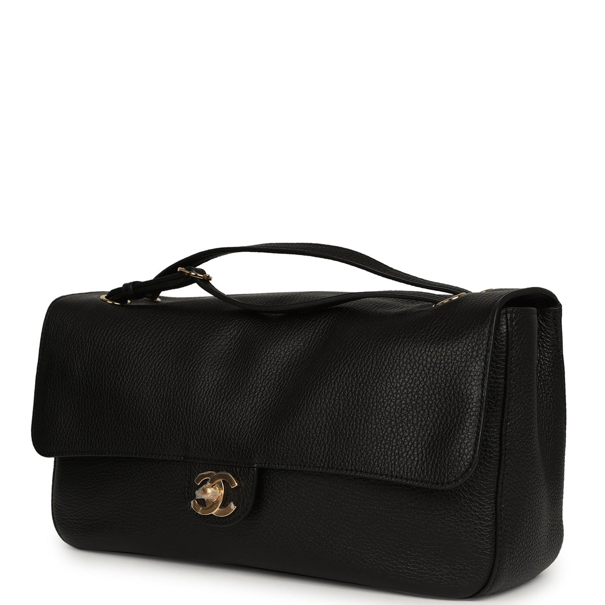 Chanel Maxi "Souplissimo" Small Flap Bag Black Grained Calfskin Gold Hardware