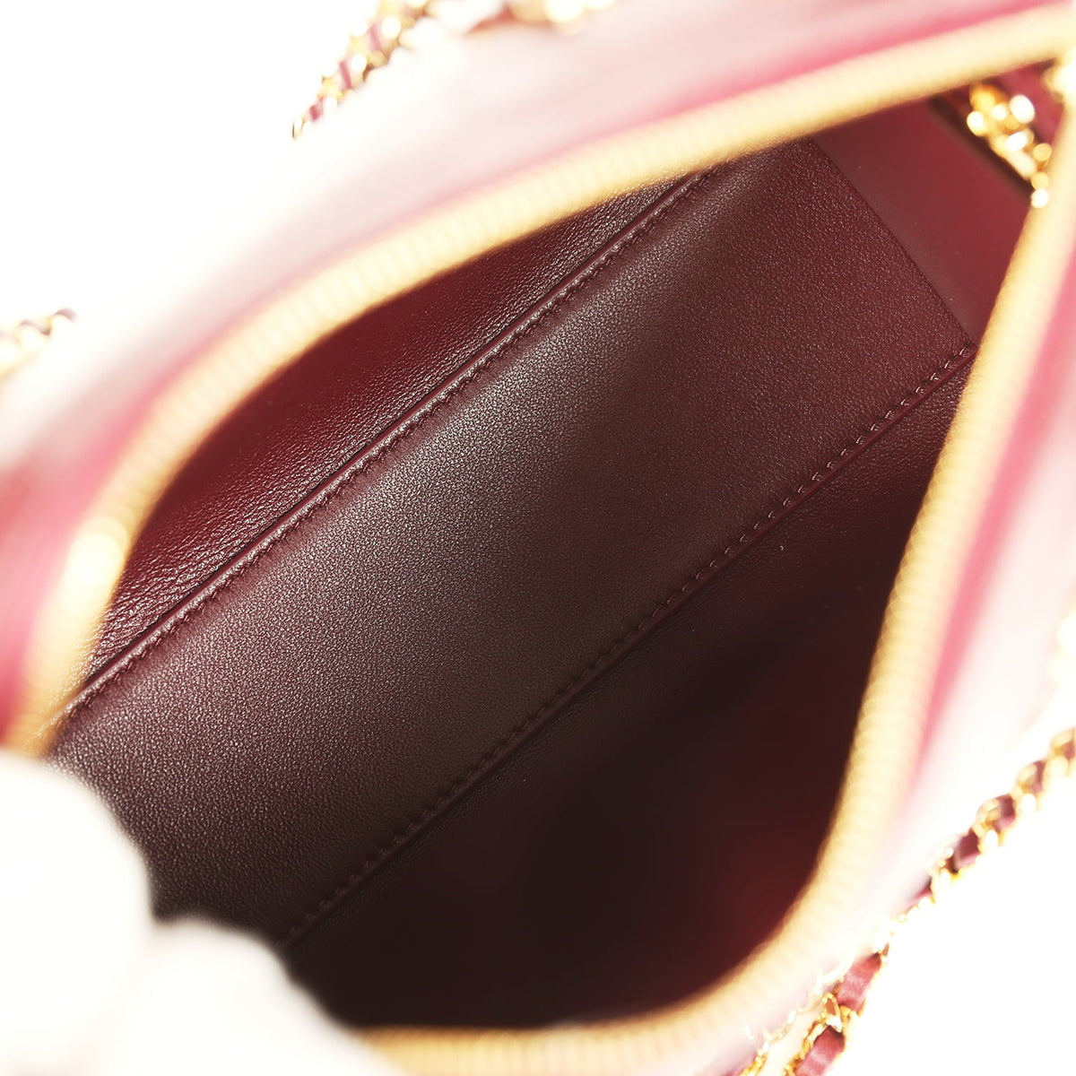 Chanel Mini Timeless Classic Barrel Bag with Chain Dark Burgundy Croco Embossed Calfskin Gold Hardware