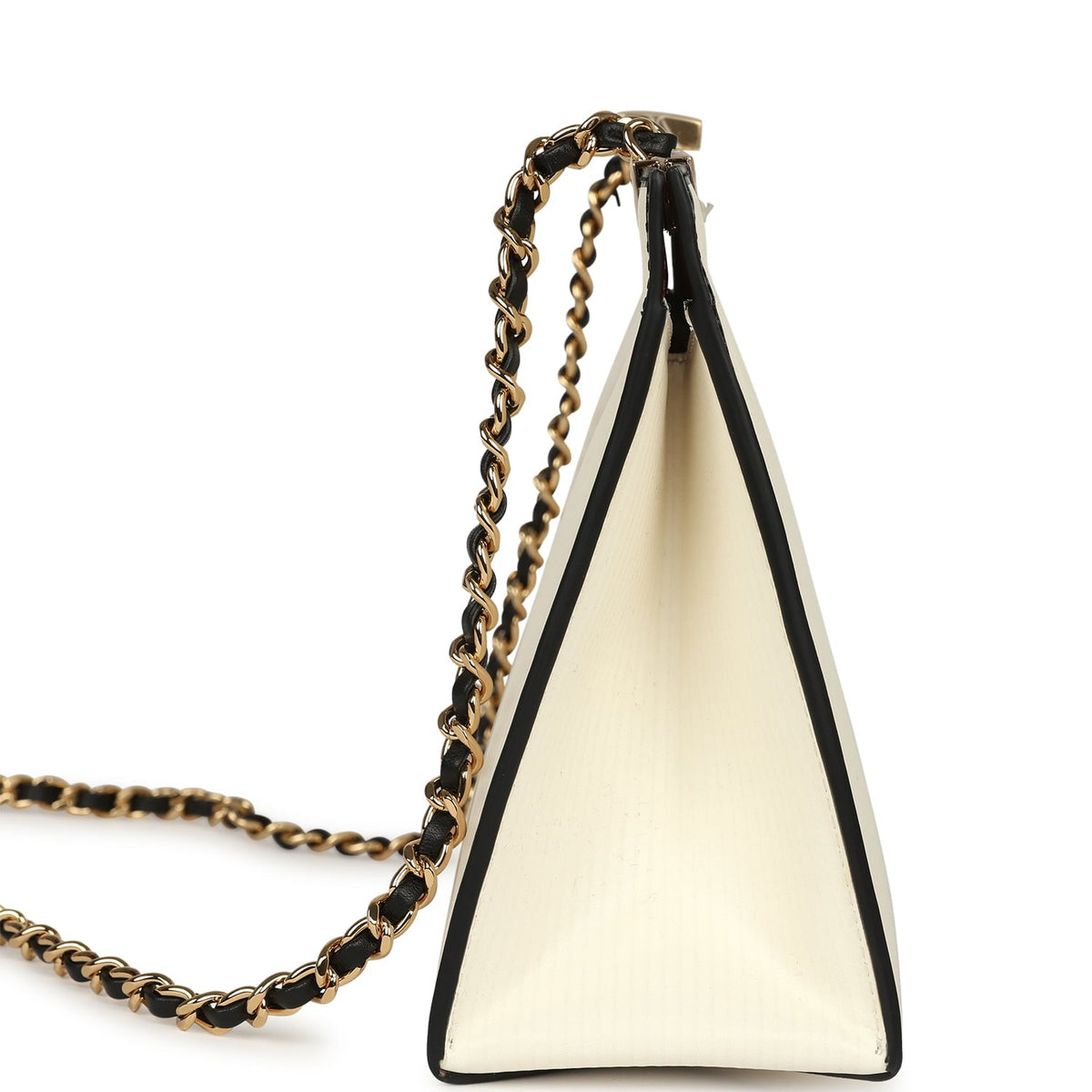 Chanel "Shop By Night" Clutch Bag White, Black Printed Calfskin Gold Hardware