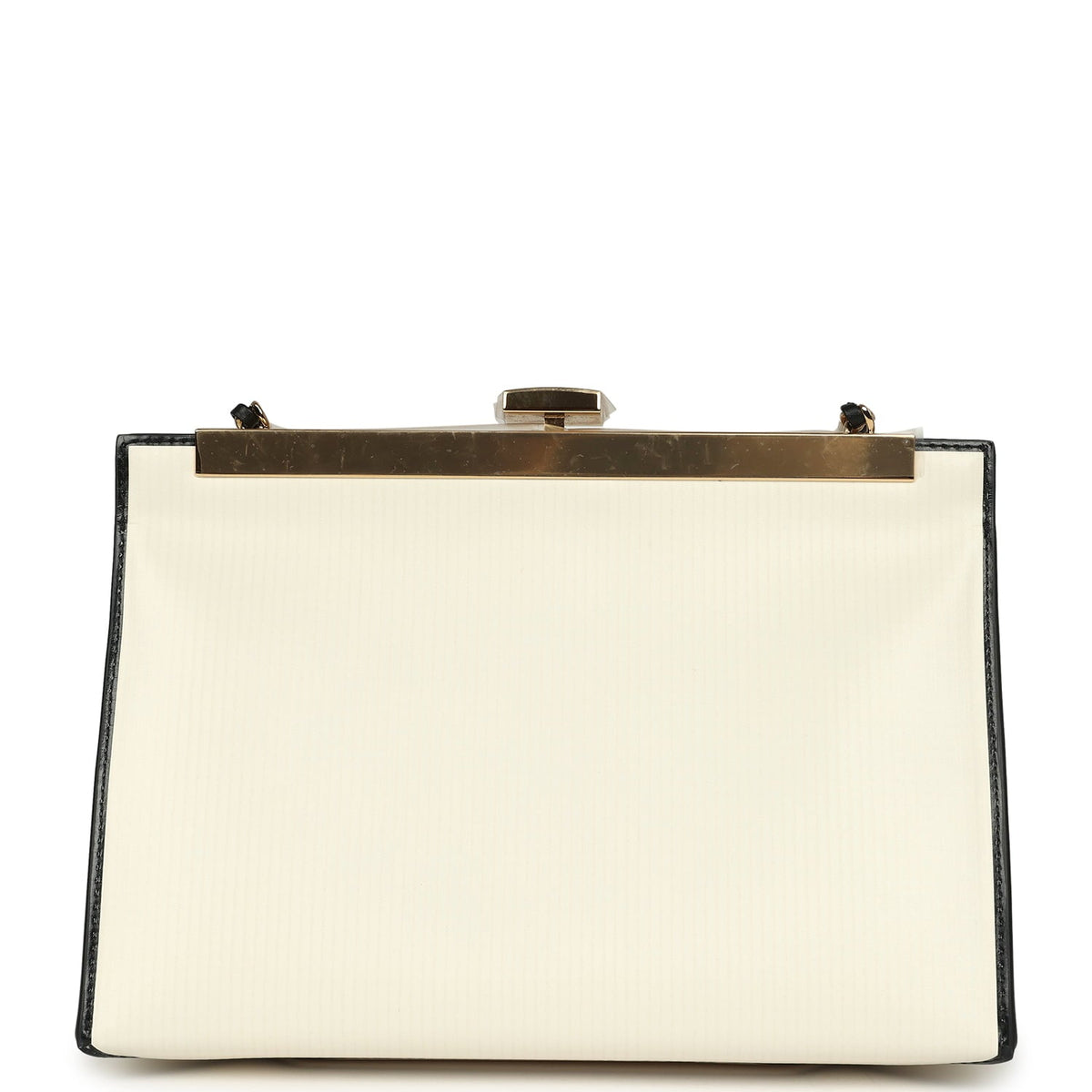 Chanel "Shop By Night" Clutch Bag White, Black Printed Calfskin Gold Hardware