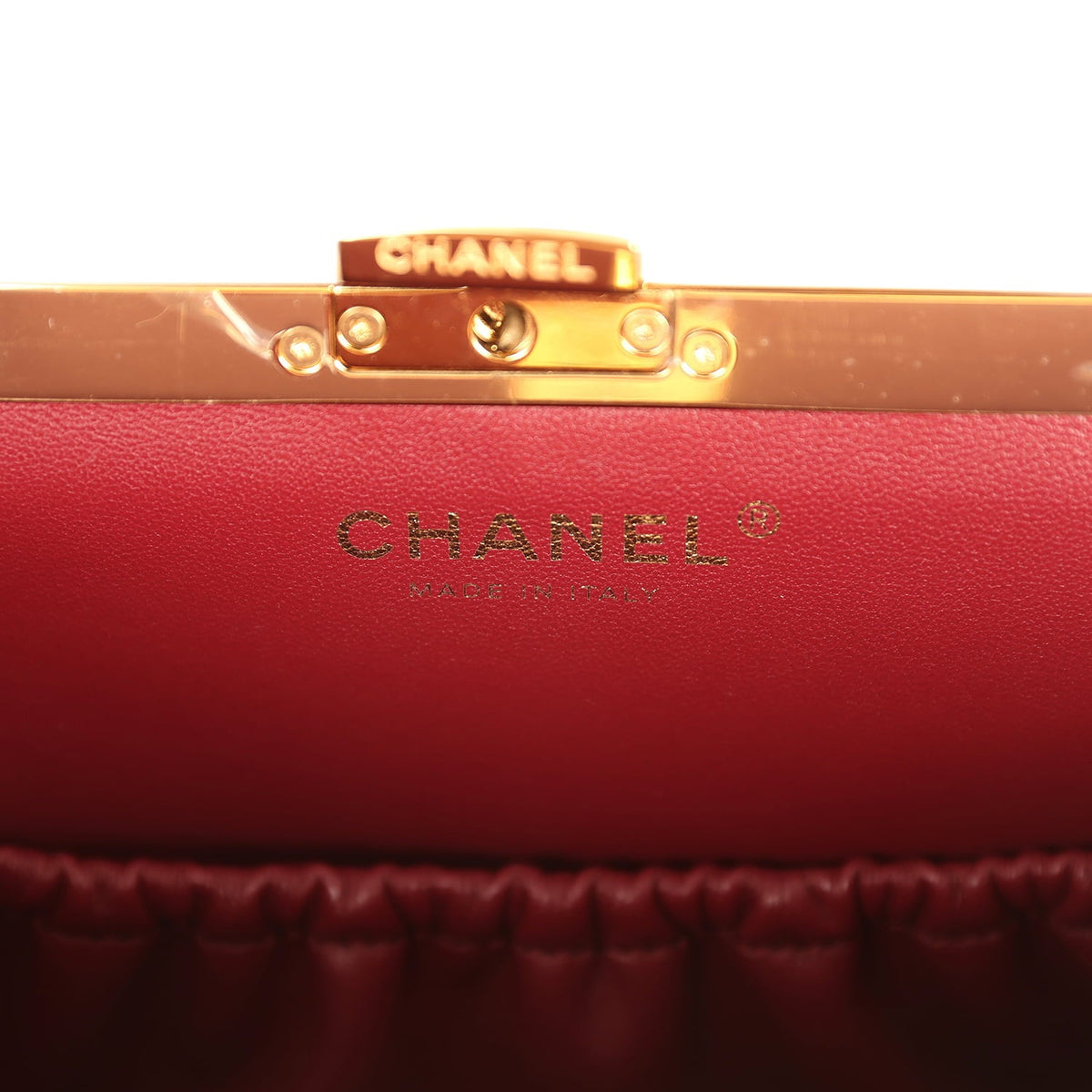 Chanel "Shop By Night" Clutch Bag White, Black Printed Calfskin Gold Hardware
