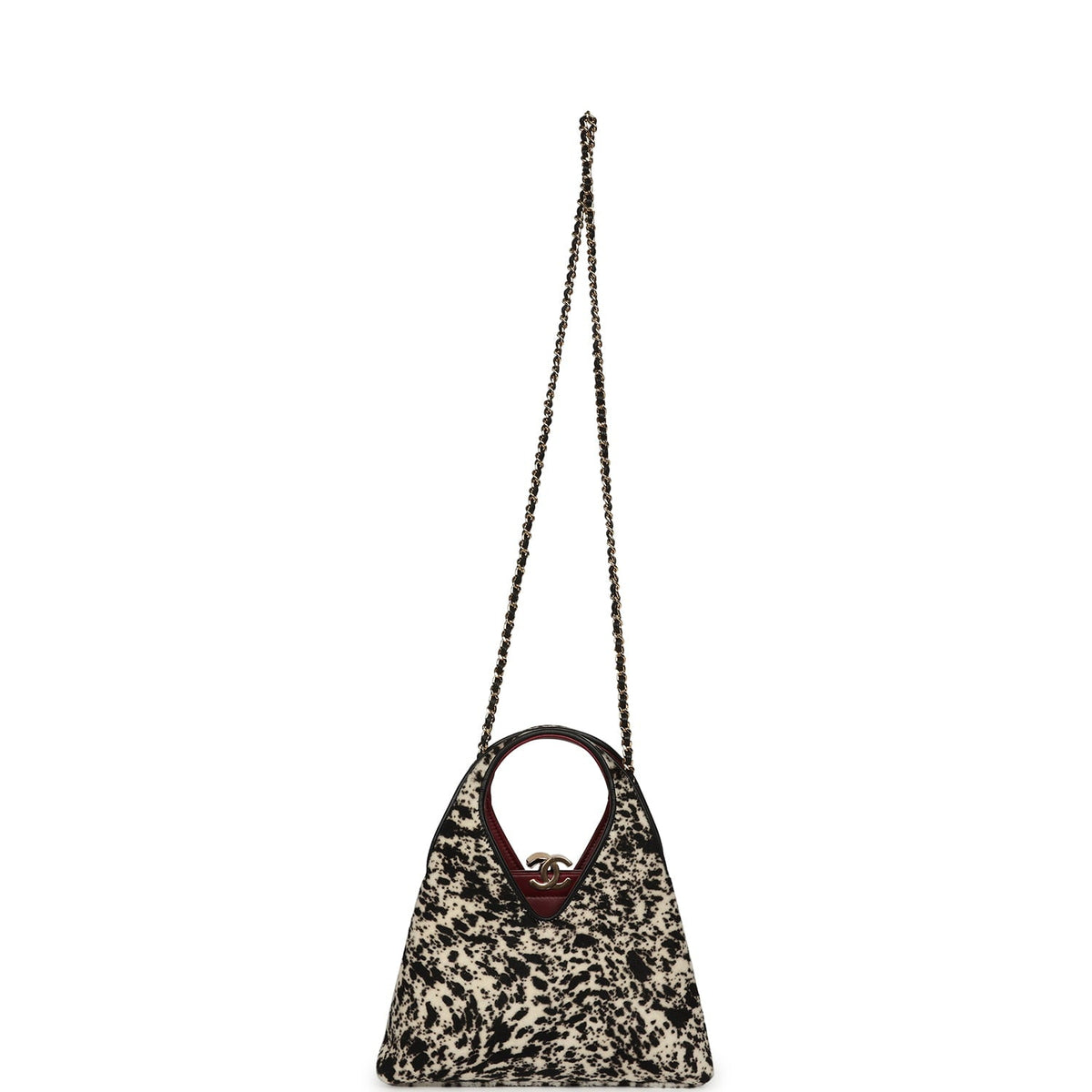 Chanel Small Chic Lady "Dalmatian Print" Shopping Bag Black, White Pony Hair Gold Hardware