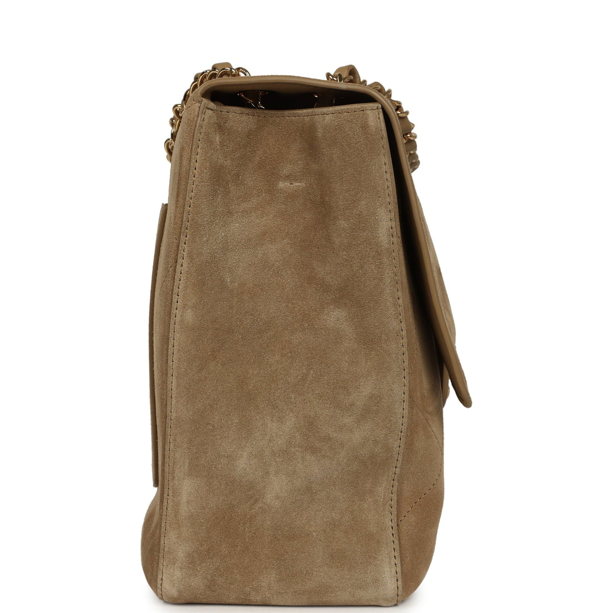 Chanel Maxi "Souplissimo" Large Flap Bag Dark Beige Suede Gold Hardware