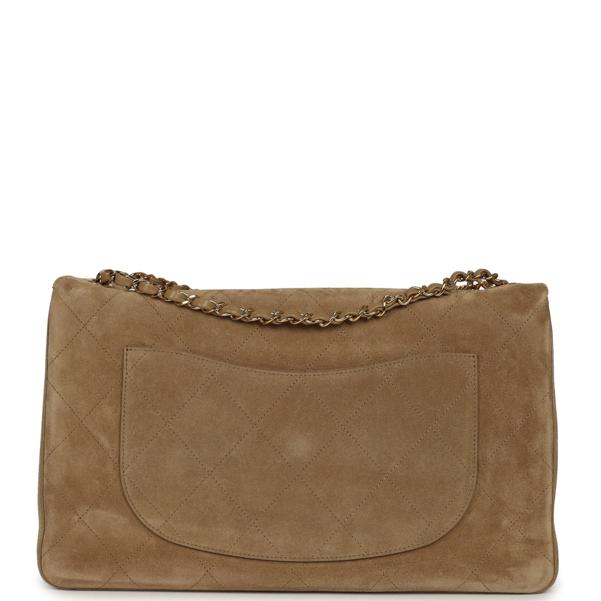 Chanel Maxi "Souplissimo" Large Flap Bag Dark Beige Suede Gold Hardware