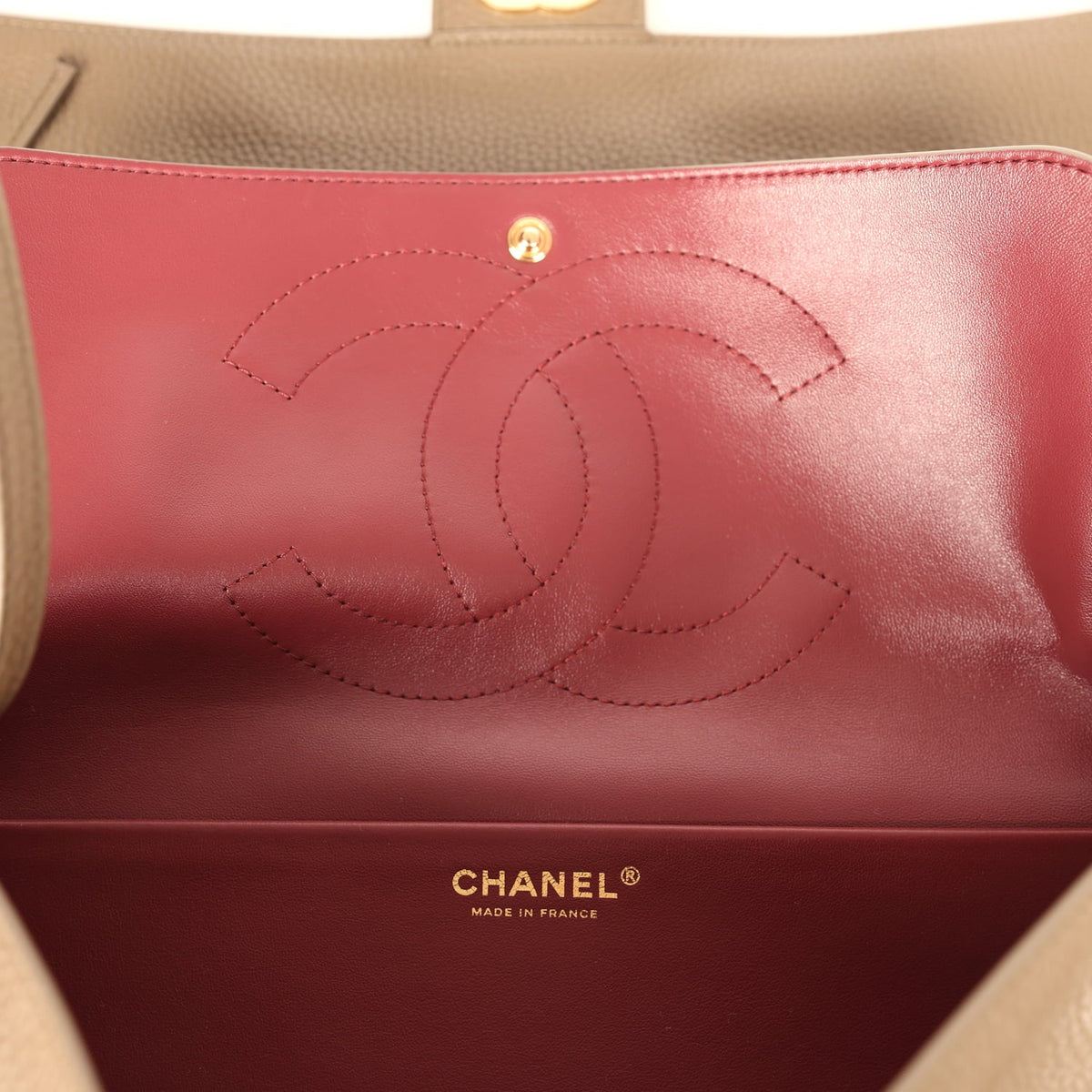 Chanel Maxi "Souplissimo" Small Flap Bag Dark Khaki Grained Calfskin Gold Hardware