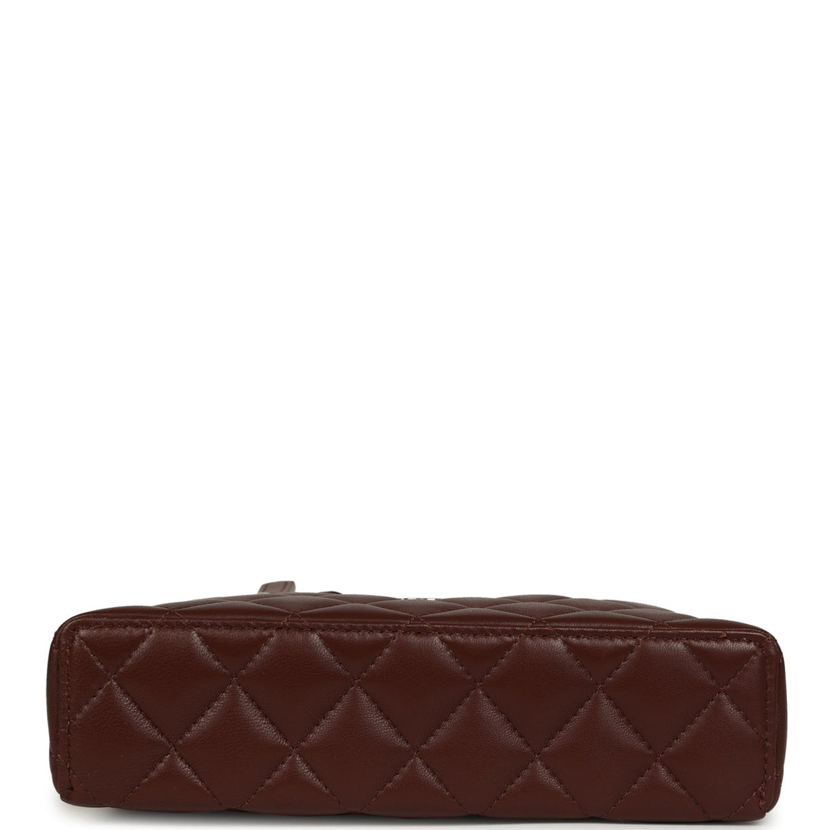 Chanel Top Handle Long Vanity Case with Chain Brown Lambskin Light Gold Hardware