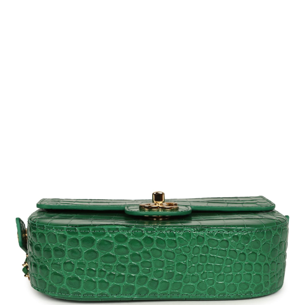 Chanel Mini Top Handle "Turn Around" Flap Bag Green Croc Embossed Calfskin Gold Hardware