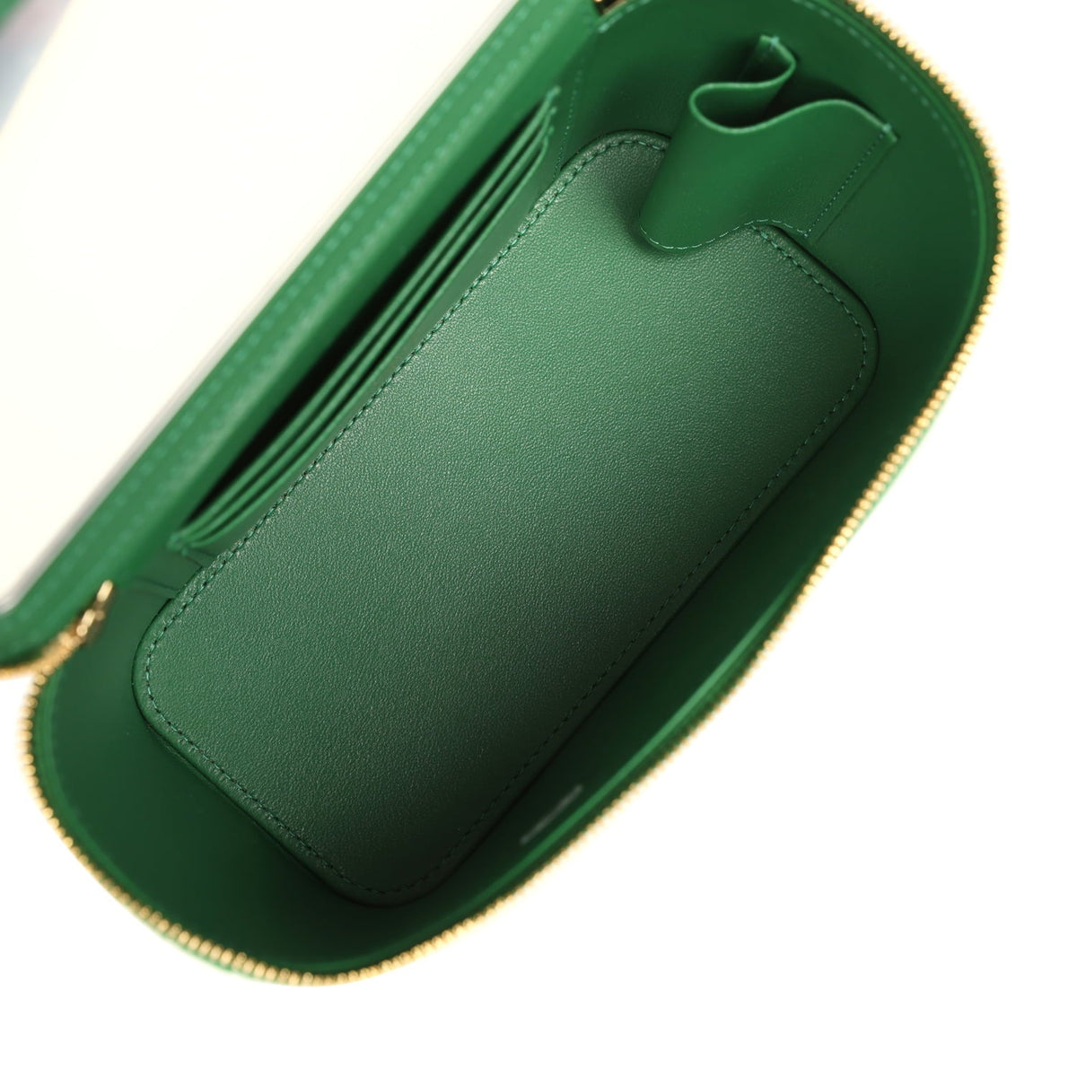 Chanel Small Top Handle Long Vanity Case Green Croc Embossed Calfskin Gold Hardware