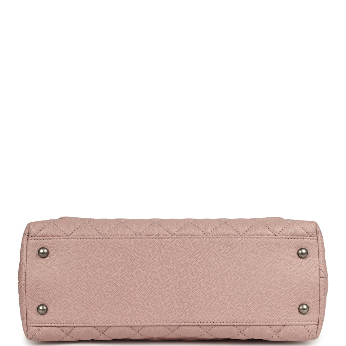 Pre-owned Chanel Medium Coco Handle Flap Bag Blush Caviar Aged Ruthenium Hardware