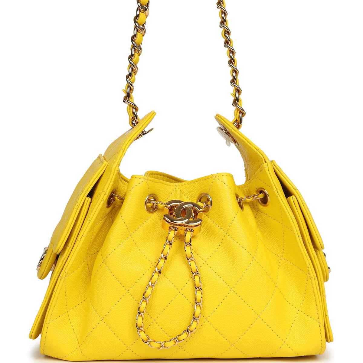 Chanel Mini 25 Hobo Bag Yellow Caviar Gold Hardware