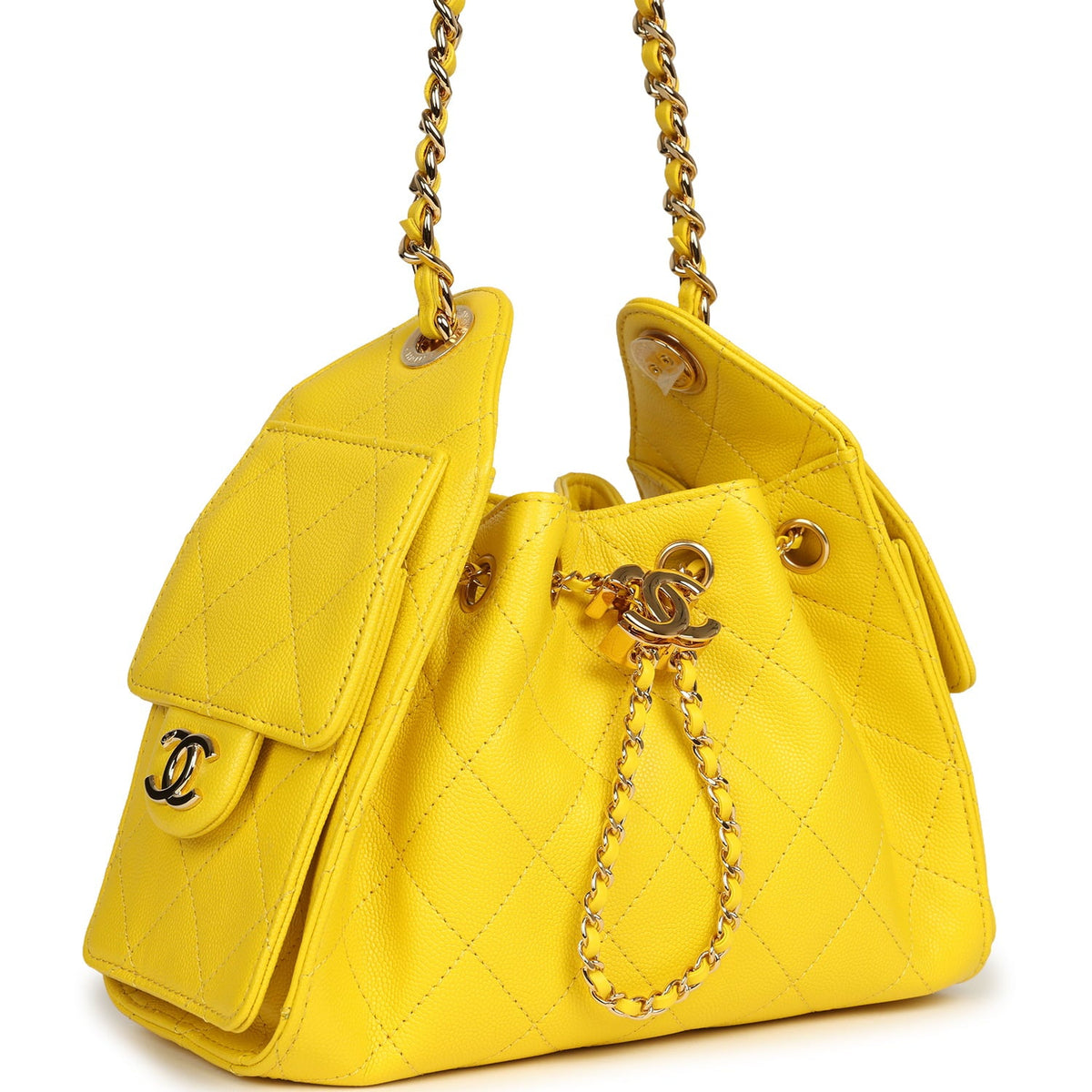 Chanel Mini 25 Hobo Bag Yellow Caviar Gold Hardware